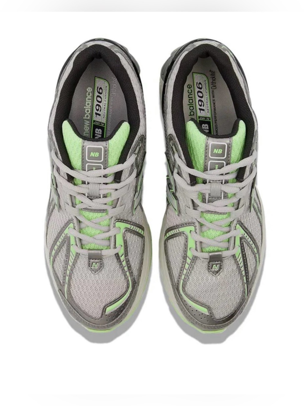 New Balance Gray and Lime Green Mesh Running Shoe - Picture 4 of 9
